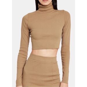 NSF Camel Long Sleeve Crop Top Size P